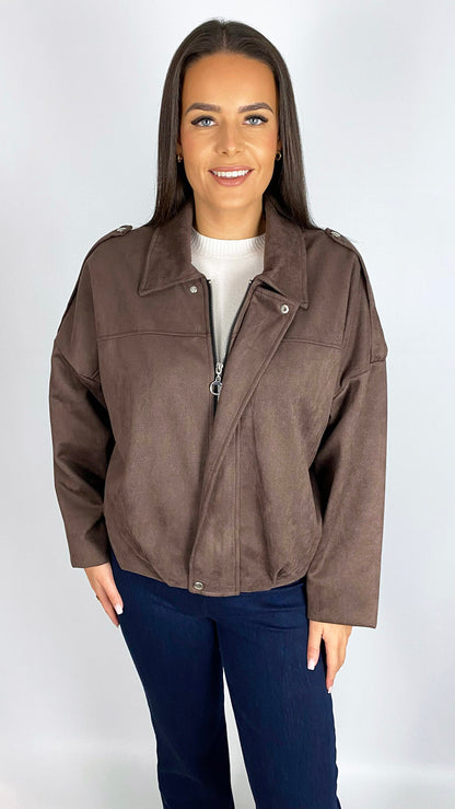 Suedette zip-up bomber jacket | 3 Colours