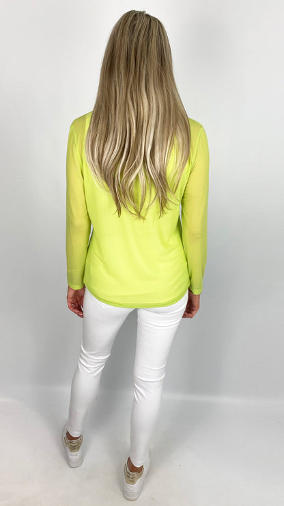 Mesh round neck long sleeve top (5 Colours)