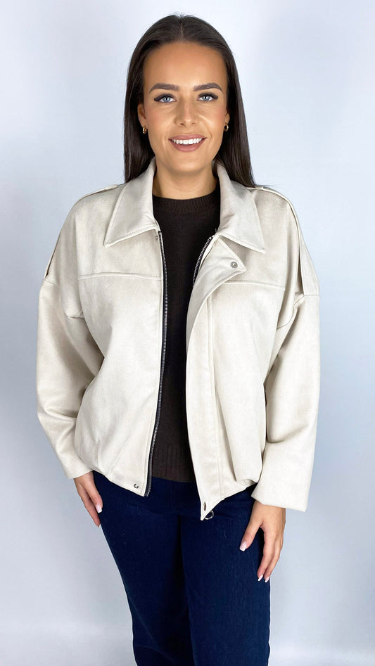 Suedette zip-up bomber jacket | 3 Colours