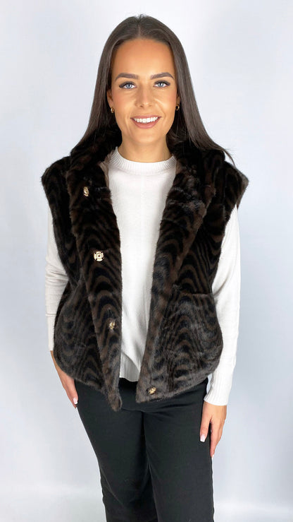 Hooded faux fur gilet | Swirl | by Malissa J