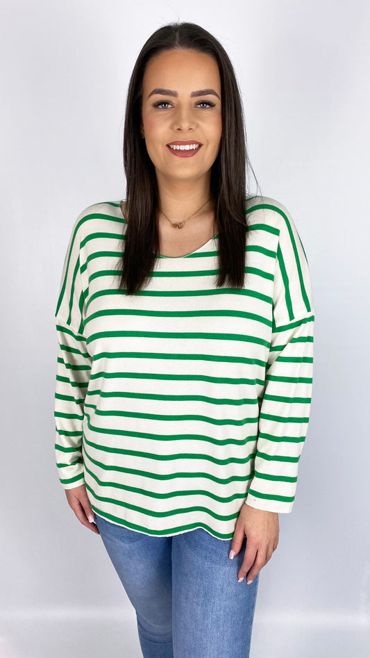 Soft touch stripe v-neck top | 6 Colours