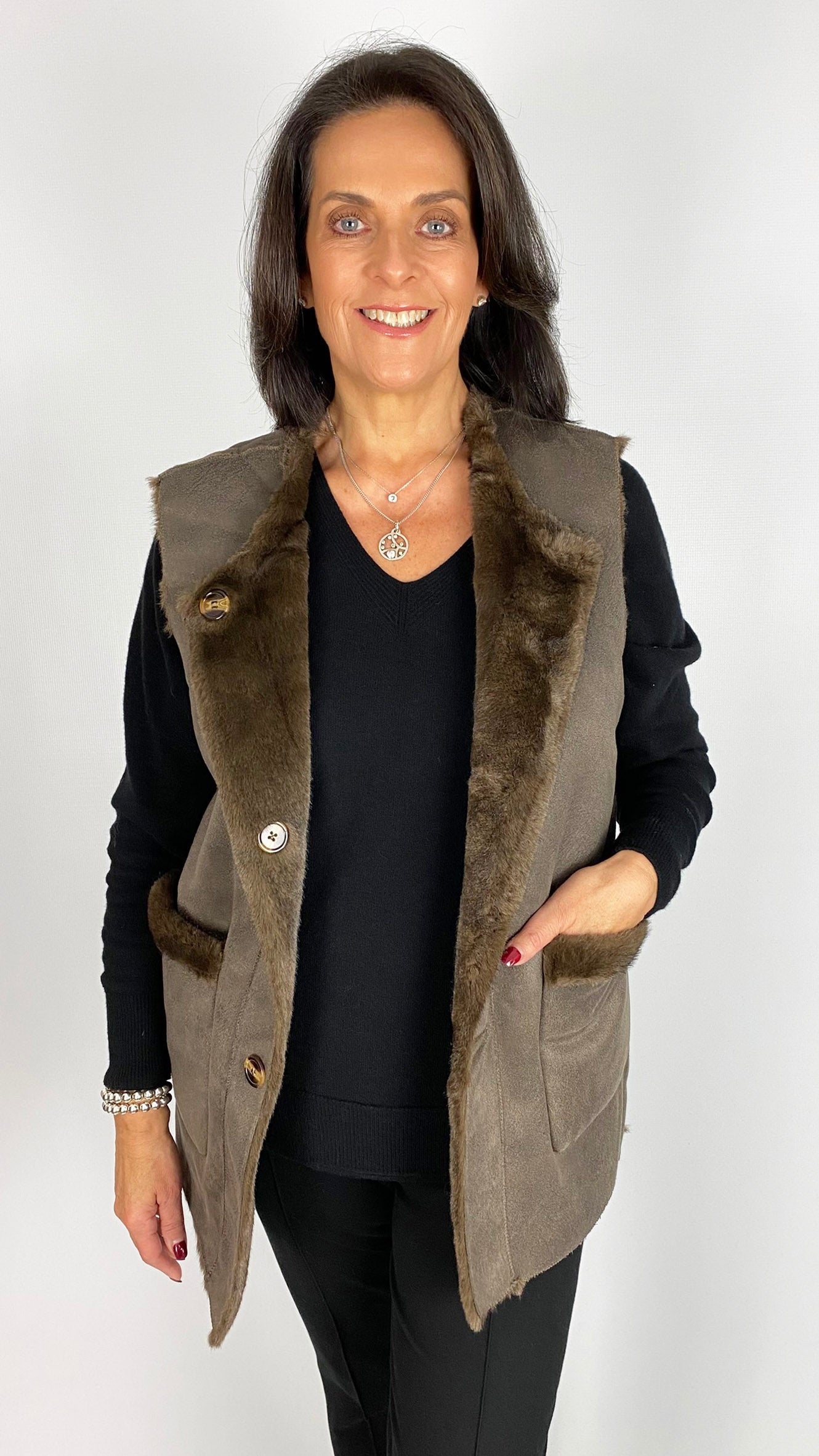 Faux fur & suedette reversible gilet | 2 Colours | by Malissa J