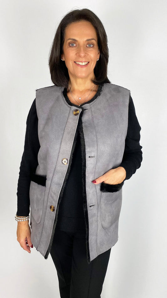 Faux fur & suedette reversible gilet | 2 Colours | by Malissa J