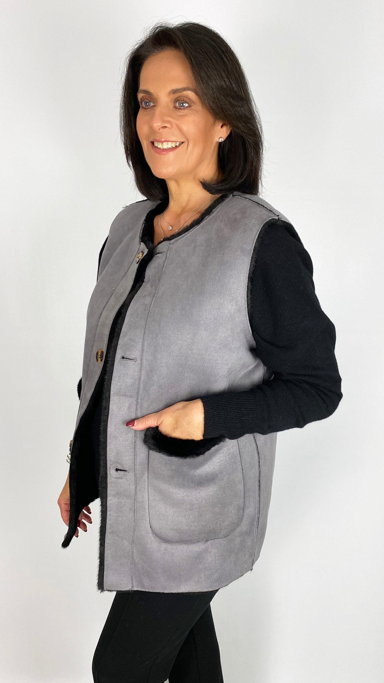 Faux fur & suedette reversible gilet | 2 Colours | by Malissa J