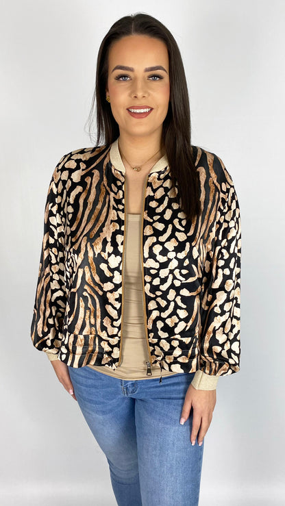 Sateen animal print zip jacket  | 3 Colours