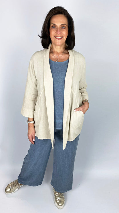 Cotton & linen mix edge-to-edge jacket | 4 Colours | last 1