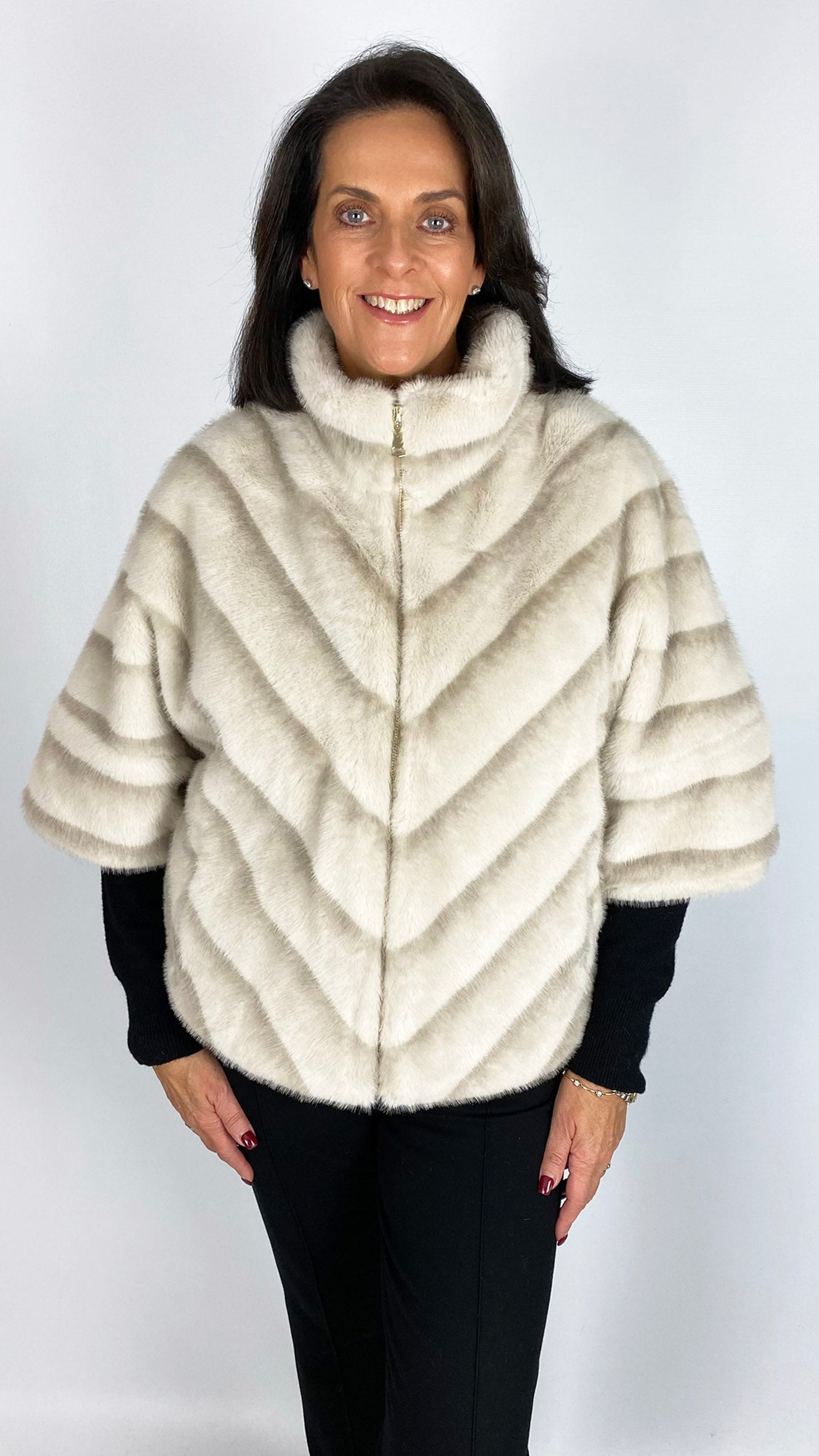Zip-up faux fur jacket | 2 Colours | by Malissa J