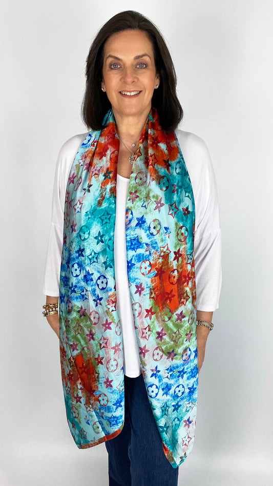 Silk feel print Scarf | 6 colours | by Malissa J