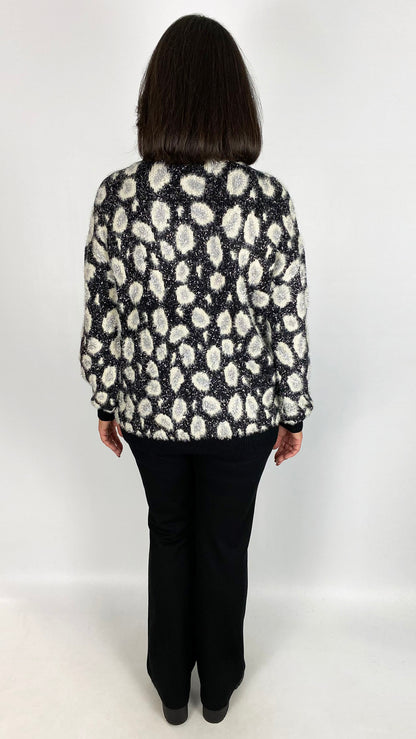 Lurex thread animal print jumper | Black/White | last 1s