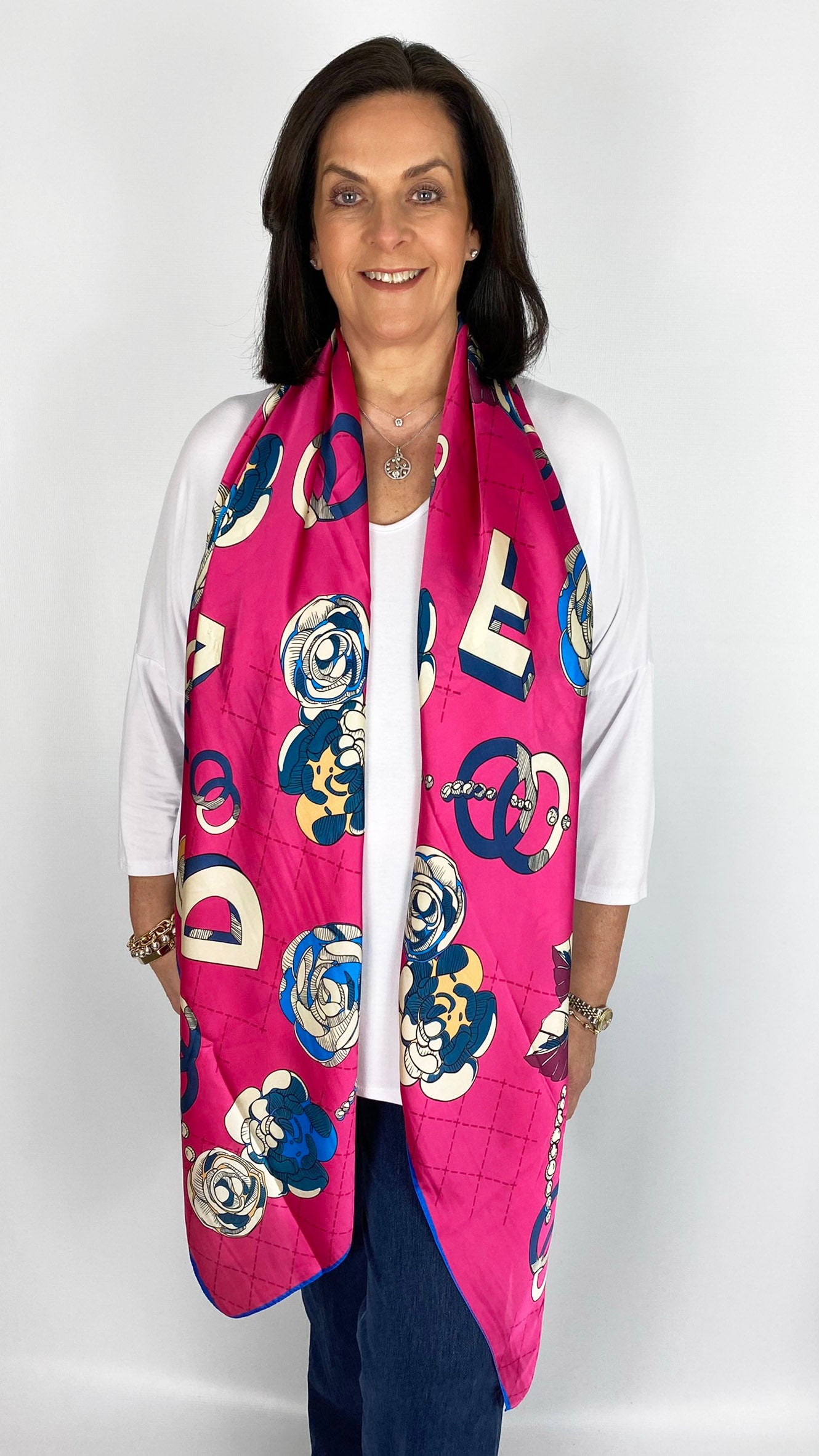 Silk feel print Scarf | 6 colours | by Malissa J