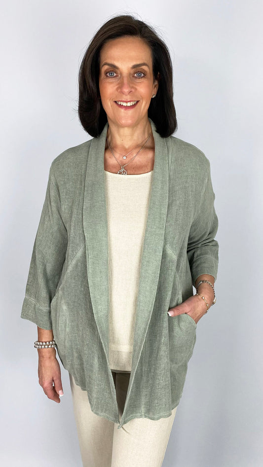 Cotton & linen mix edge-to-edge jacket | 4 Colours | last 1