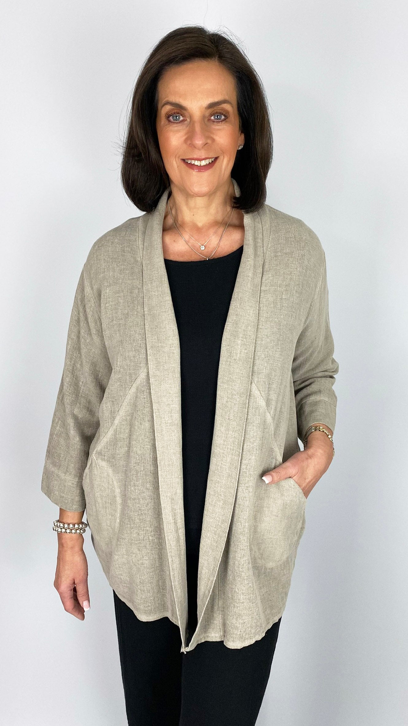 Cotton & linen mix edge-to-edge jacket | 4 Colours | last 1