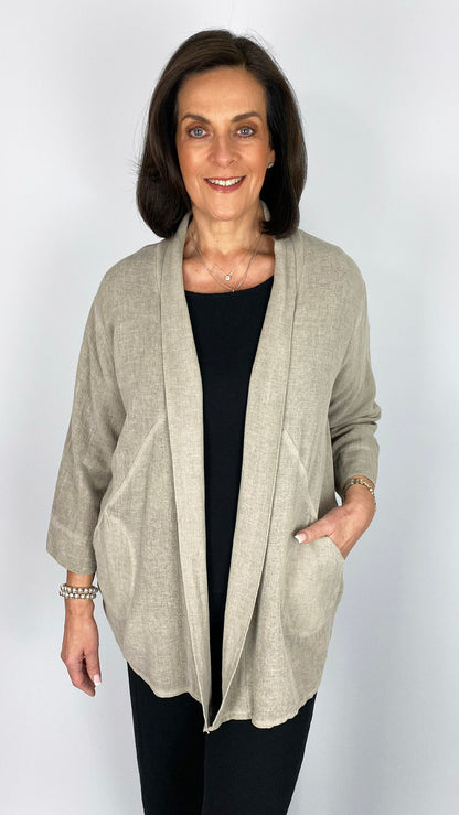 Cotton & linen mix edge-to-edge jacket | 4 Colours | last 1