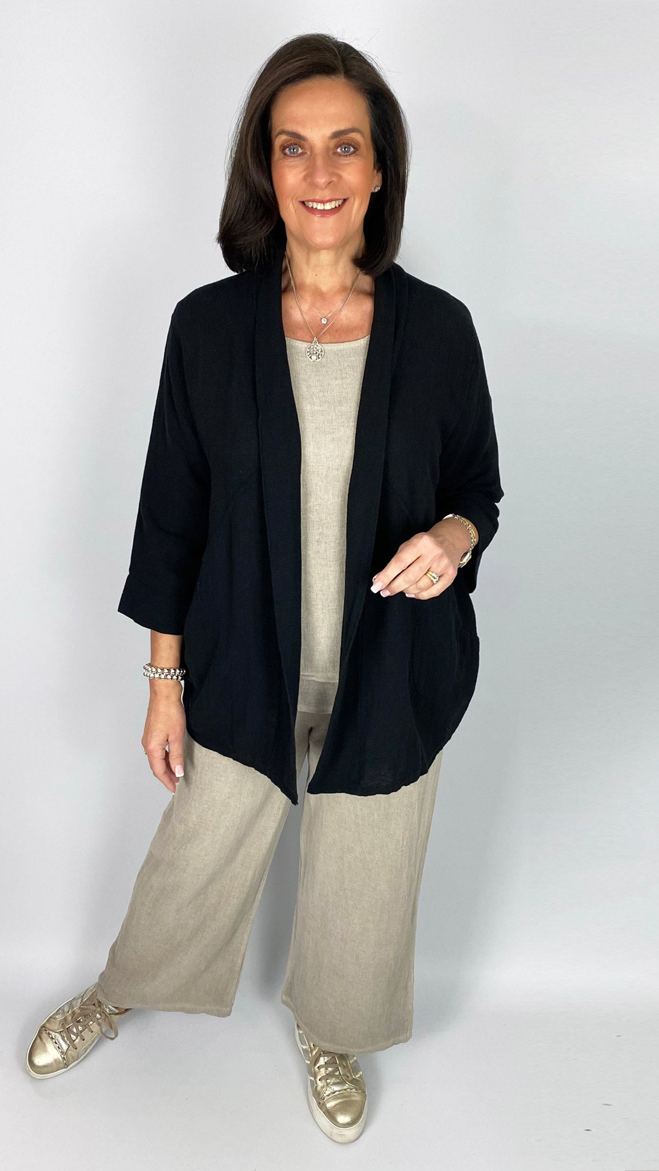 Cotton & linen mix edge-to-edge jacket | 4 Colours | last 1