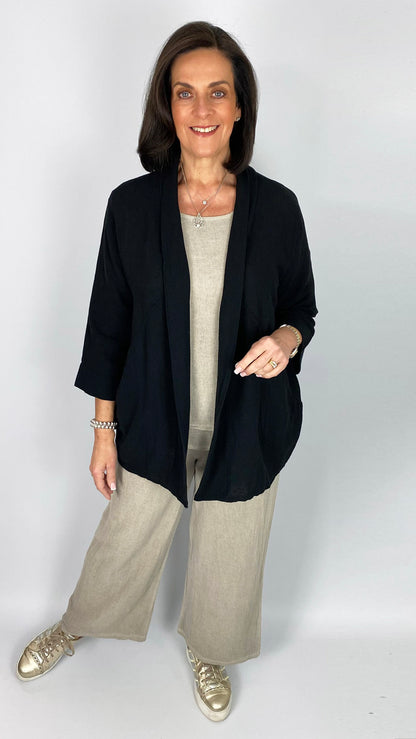 Cotton & linen mix edge-to-edge jacket | 4 Colours | last 1