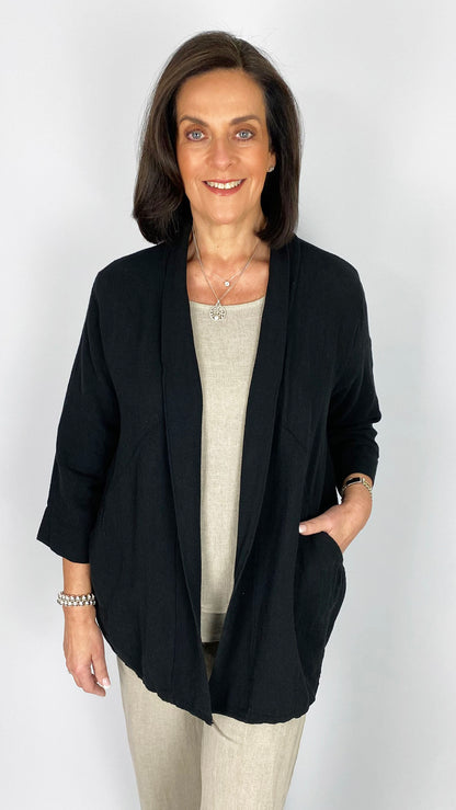 Cotton & linen mix edge-to-edge jacket | 4 Colours | last 1