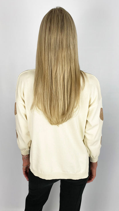 Gold multi heart v-neck jumper | 2 Colours