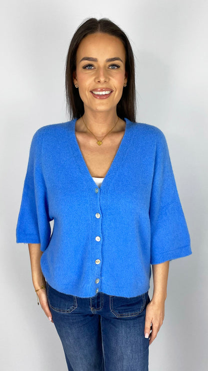 Soft v-neck half-sleeve cardigan | 6 Colours