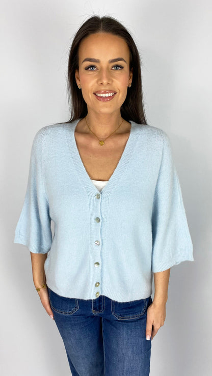 Soft v-neck half-sleeve cardigan | 6 Colours