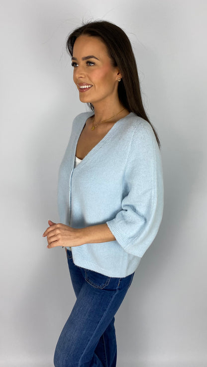 Soft v-neck half-sleeve cardigan | 6 Colours