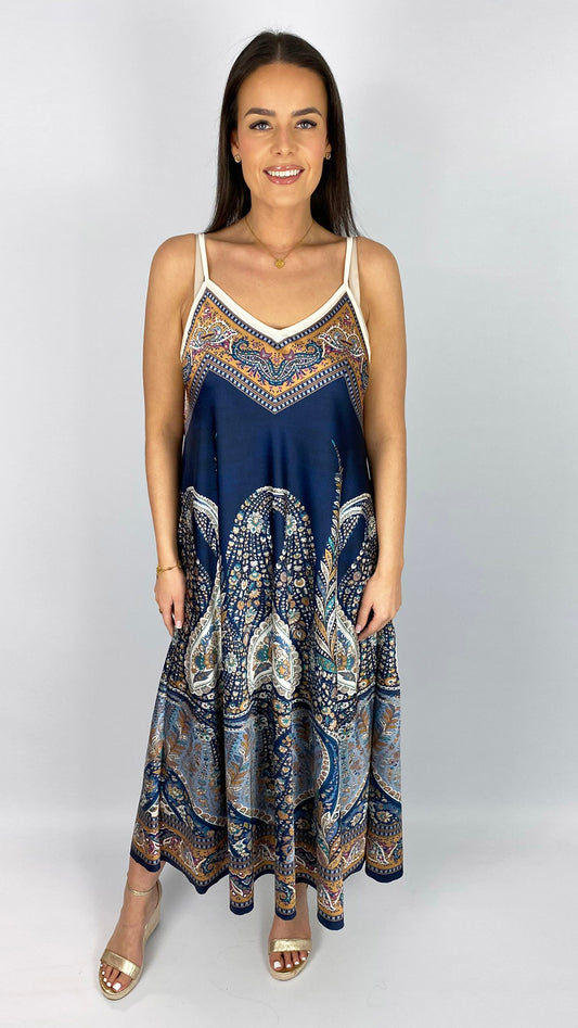Print strappy satin dress | 3 Colours
