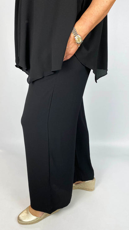 Wide-leg Crepe Pull-on Trouser | 3 Colours | by Malissa J