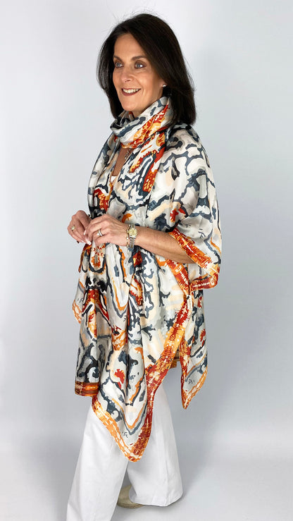 Satin kaleidoscope print kaftan & scarf set | 2 Colours | by Malissa J