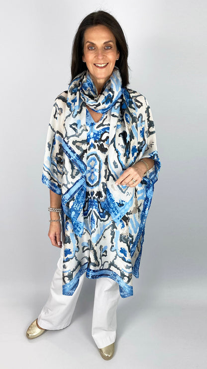Satin kaleidoscope print kaftan & scarf set | 2 Colours | by Malissa J