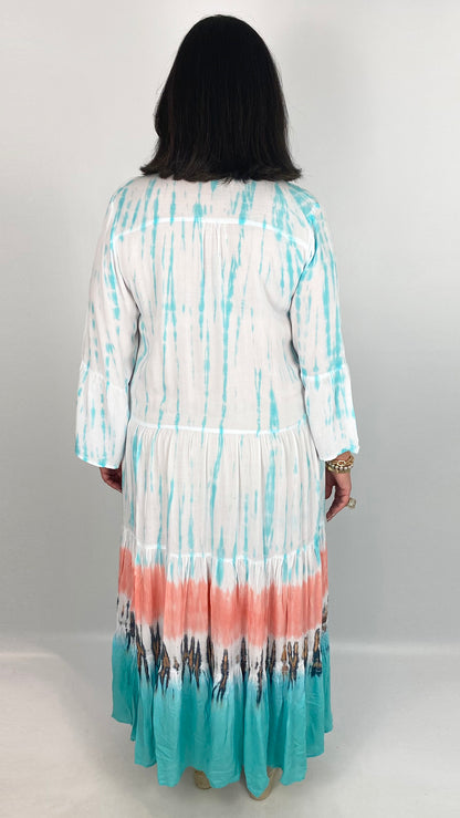 Maxi kaftan natural tie dye dress (2 Colours)