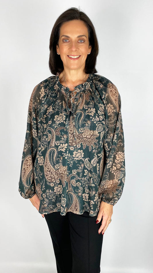 Chiffon paisley tie-or-not blouse | 4 Colours