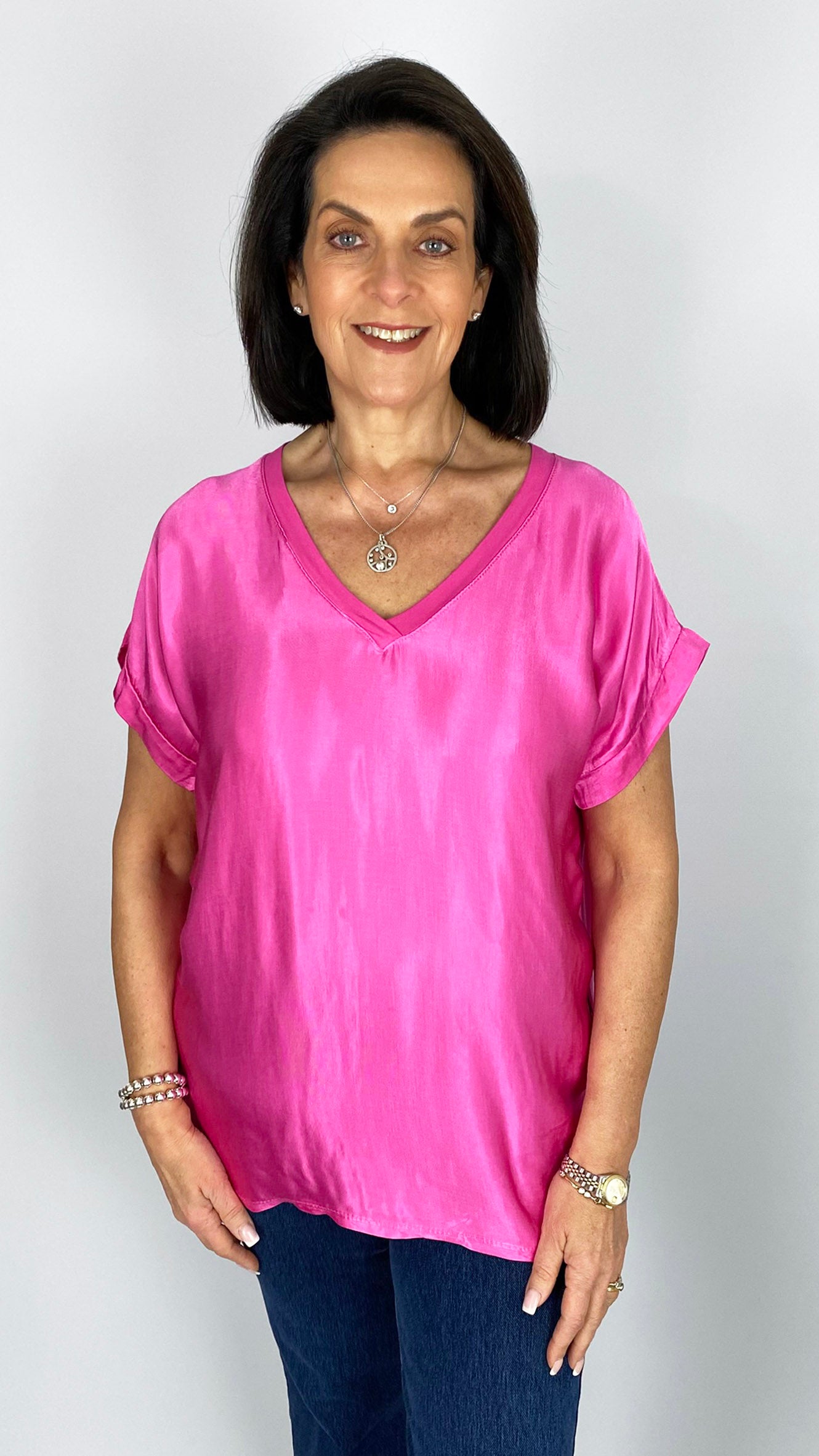 Satin front v-neck top | 5 Colours | last 1s