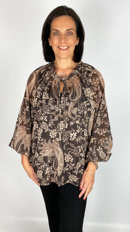 Chiffon paisley tie-or-not blouse | 4 Colours