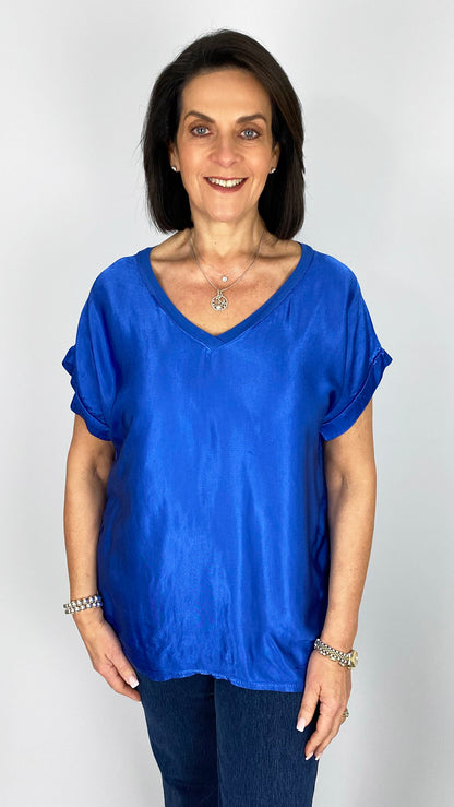 Satin front v-neck top | 5 Colours | last 1s