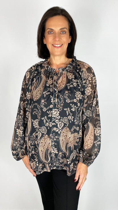 Chiffon paisley tie-or-not blouse | 4 Colours
