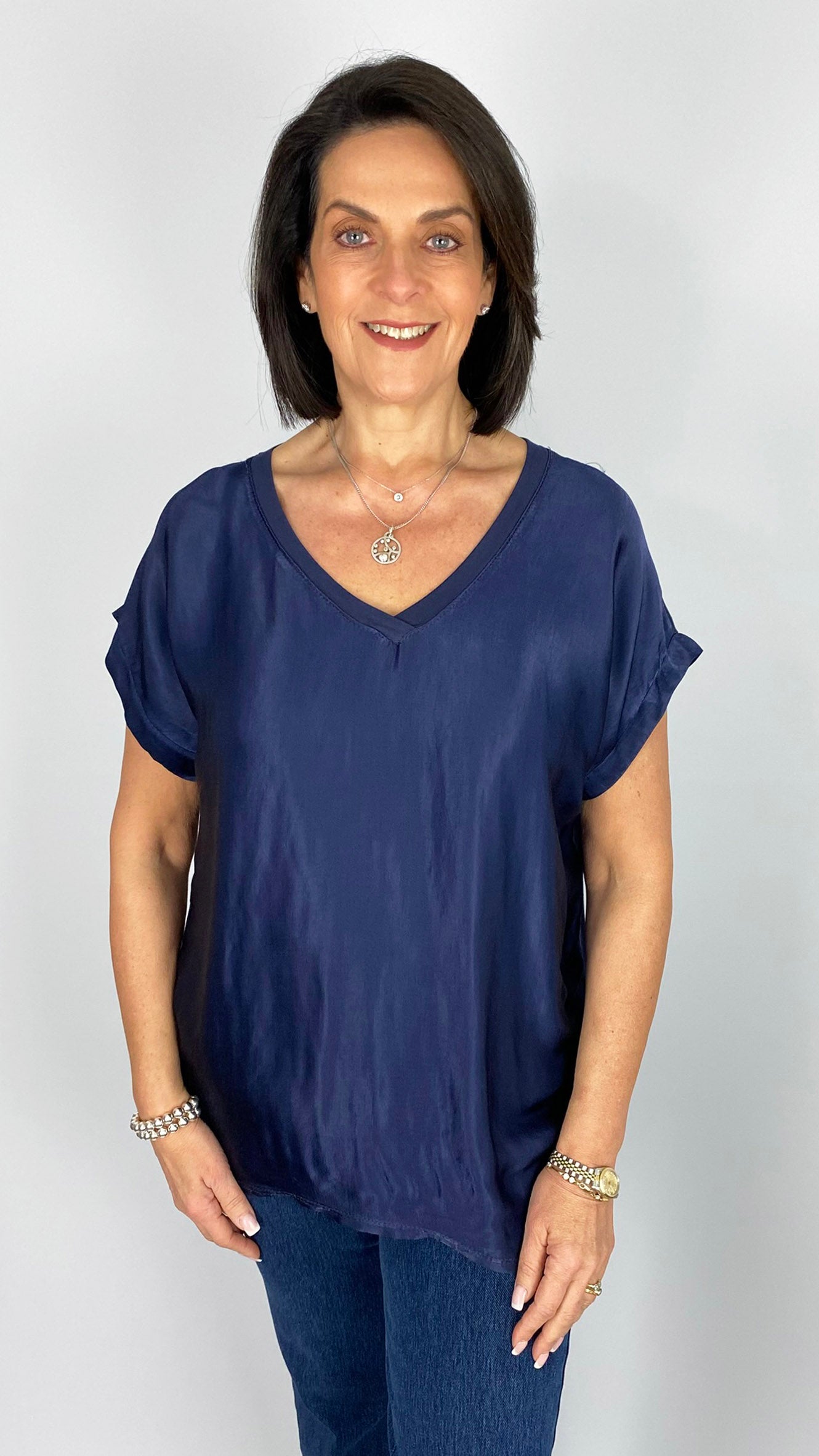 Satin front v-neck top | 5 Colours | last 1s