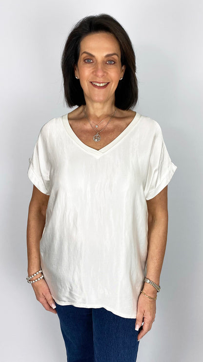 Satin front v-neck top | 5 Colours | last 1s