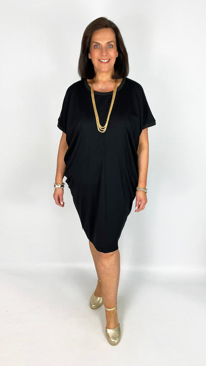 Soft Jersey Panel Dress | Black | by Malissa J