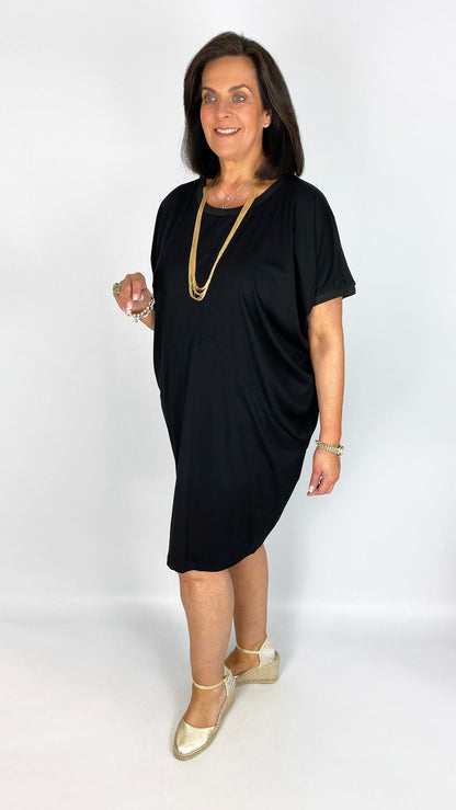 Soft Jersey Panel Dress | Black | by Malissa J