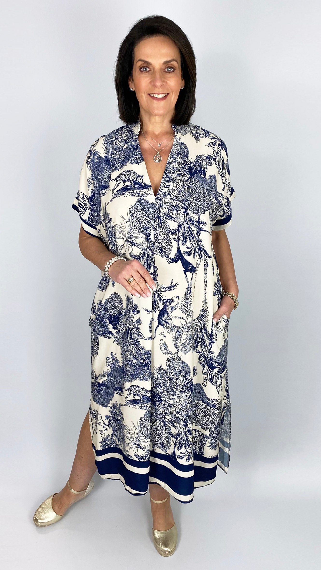 Jungle print V-neck pocket dress | 5 Colours