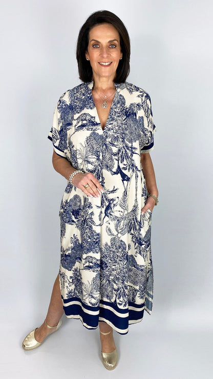 Jungle print V-neck pocket dress | 5 Colours