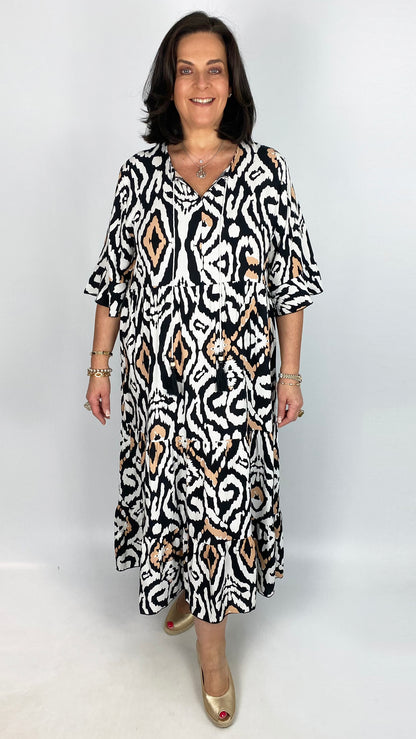 Tie-or-not print dress (3 Colours)