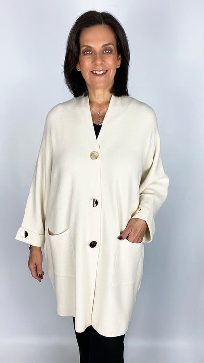 Oversized popper button detail cardigan | 4 Colours