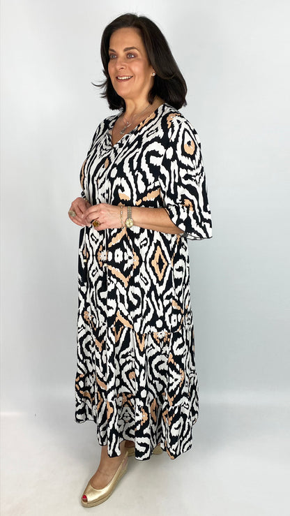 Tie-or-not print dress (3 Colours)