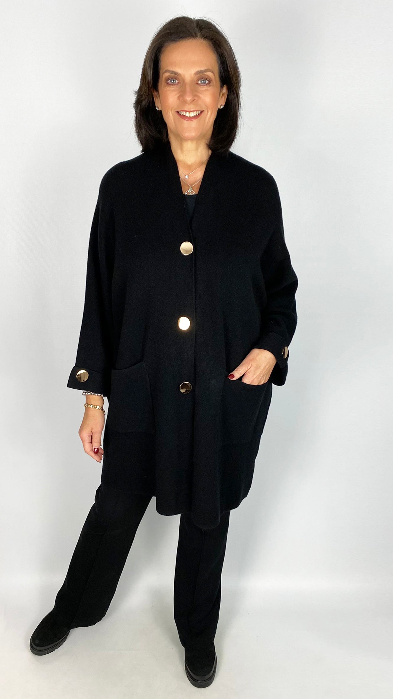 Oversized popper button detail cardigan | 4 Colours