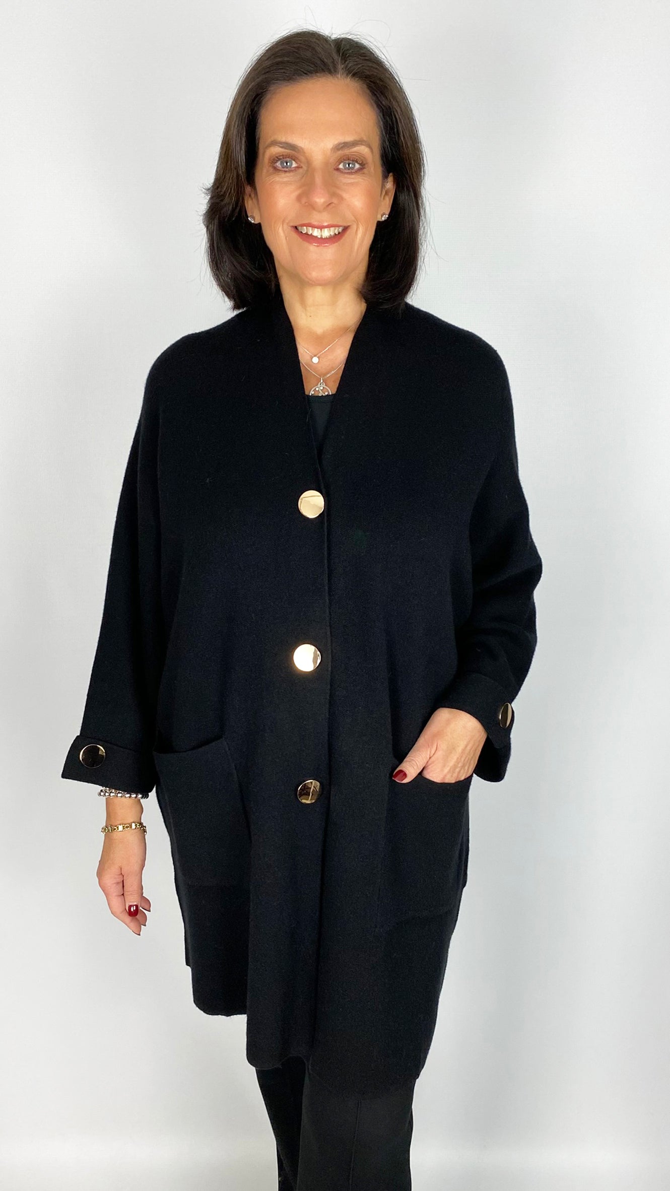 Oversized popper button detail cardigan | 4 Colours