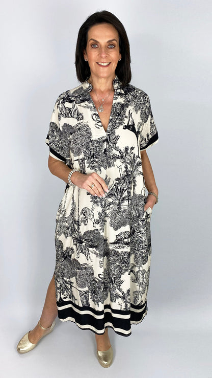 Jungle print V-neck pocket dress | 5 Colours