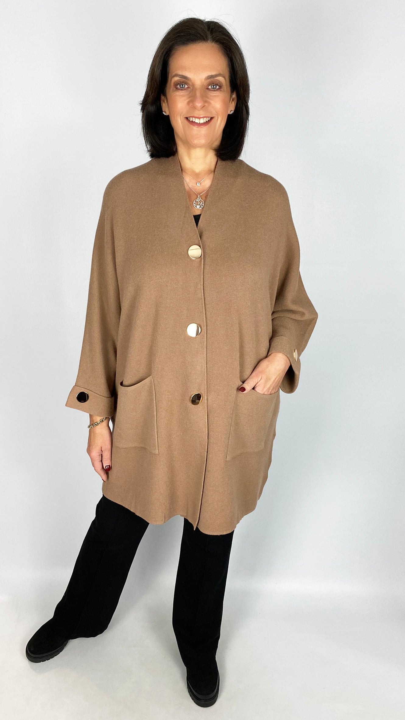 Oversized popper button detail cardigan | 4 Colours