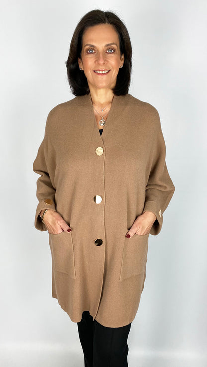 Oversized popper button detail cardigan | 4 Colours