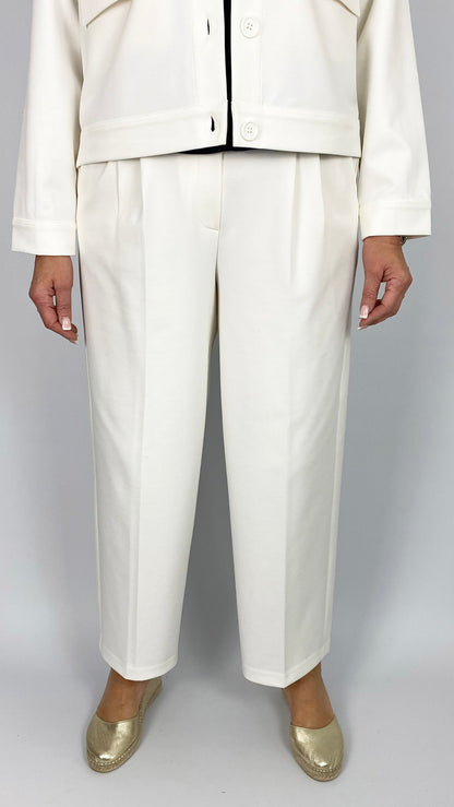 Interlock pants with pleats | Cream | by Smith & Soul
