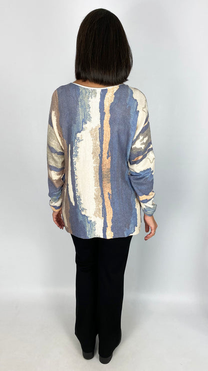 Paint strokes ultra-soft v-neck jumper | 2 Colours
